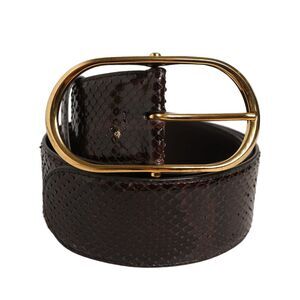 Dolce & Gabbana Brown Python Leather Gold Metal Buckle Women's Belt